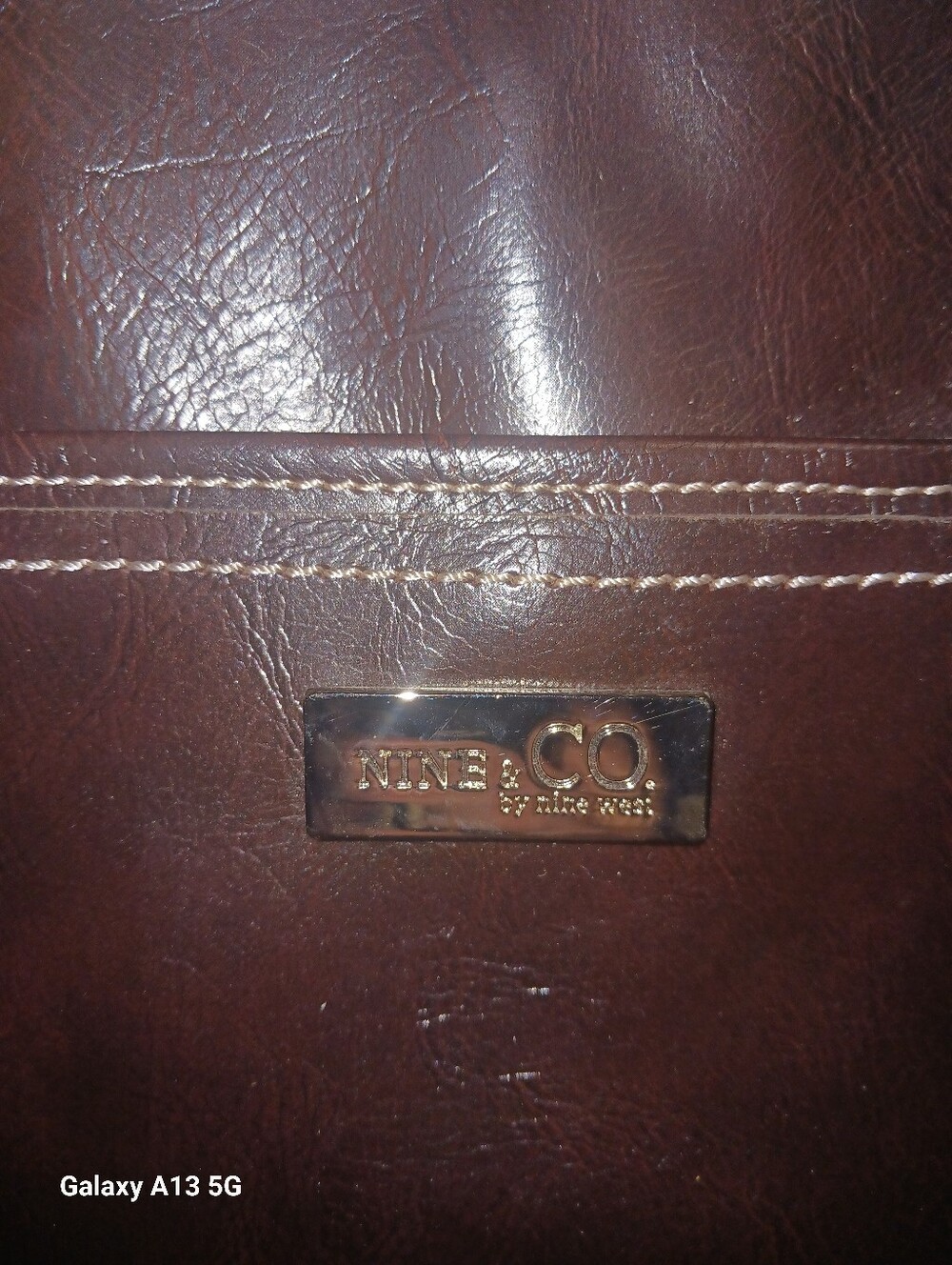 Nine & Co. Dark Brown Women's Tote Bag with Contrast Stitching - Picture 3 of 10